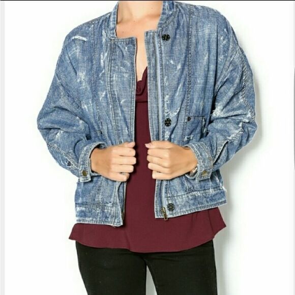 Free People Tattered Distressed Jean Jacket - Picture 1 of 14